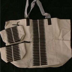 Stylish Cream‎ and Black Tote Bag Set